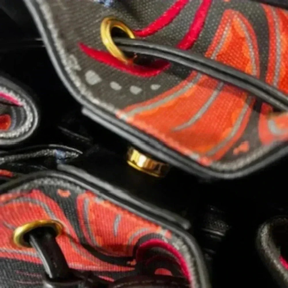 Disney Boutique Minnie Mouse Backpack Canvas Embroidered Orange & Black‎